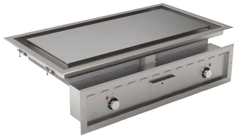 Plaque au chrome professionnelle encastrable triphasé 2 zones 900x400 commandes mécaniques Vente Directe