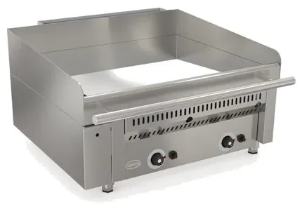 Haute Qualité Plaque au chrome à gaz professionnelle avec dosseret intégré 2 zones 600x500