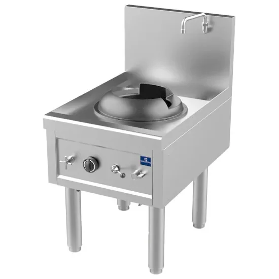 Plan de cuisson wok à gaz en inox avec 1 brûleur puissance 27,5 kw Paiement Sécurisé