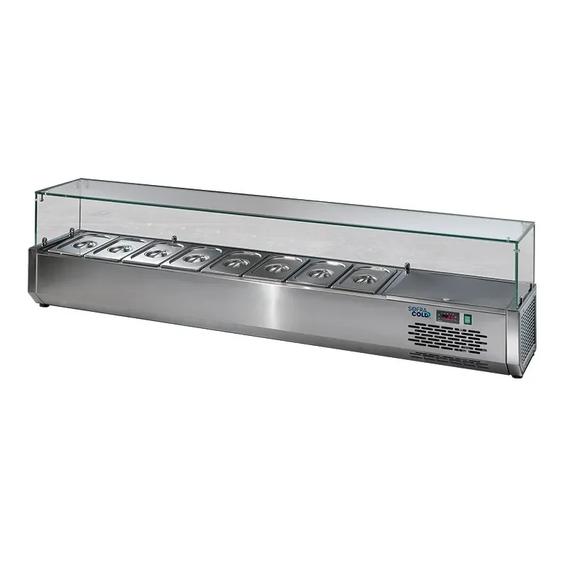 Pas Cher Saladette réfrigérée 8 bacs gn 1/3 pour tables à pizza tpz3 - 2030x389x457