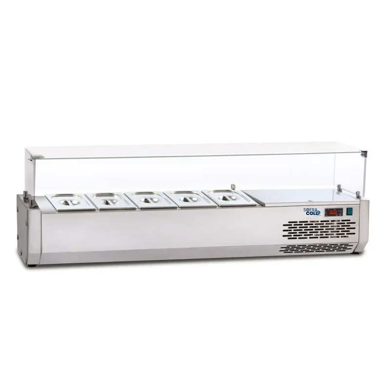 Commander Maintenant Saladette réfrigérée 4 bacs gn 1/3 pour tables à pizza tpz - 1200x389x457
