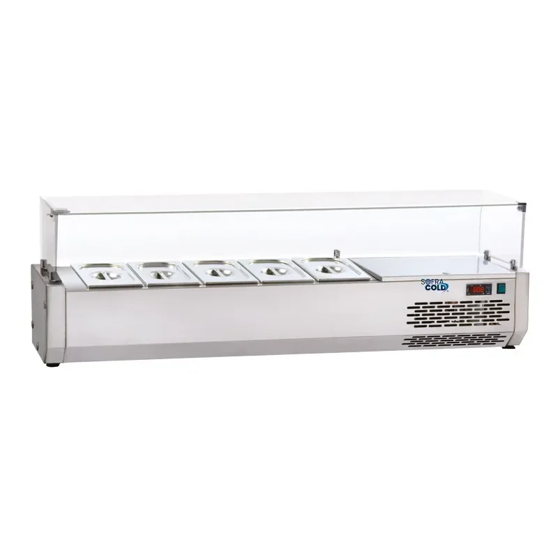 Meilleur Choix Saladette réfrigérée 5 bacs gn 1/3 pour tables à pizza tpz - 1500x389x457