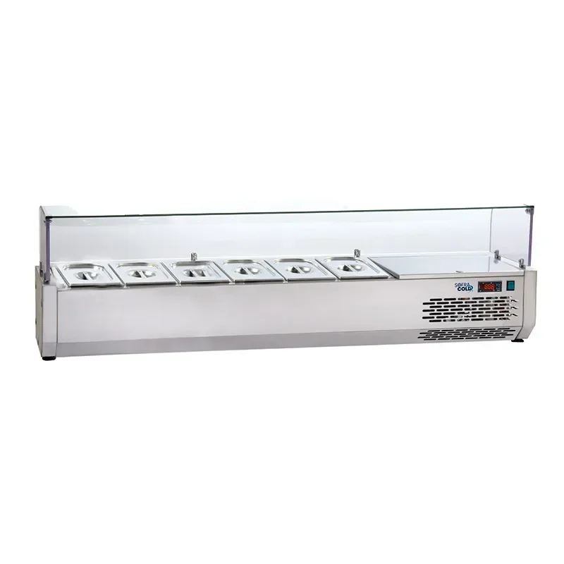 Pas Cher Saladette réfrigérée 6 bacs gn 1/4 pour tables à pizza tpz - 1500x329x457