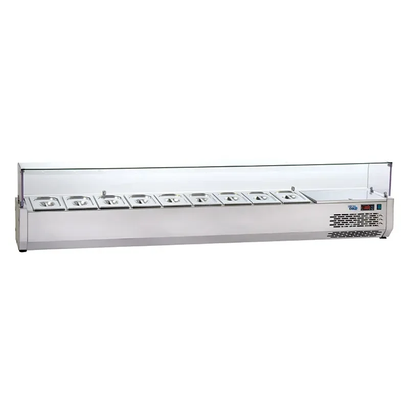 Saladette réfrigérée 9 bacs gn 1/4 pour tables à pizza tpz - 2000x329x457 Achetez Aujourd’hui