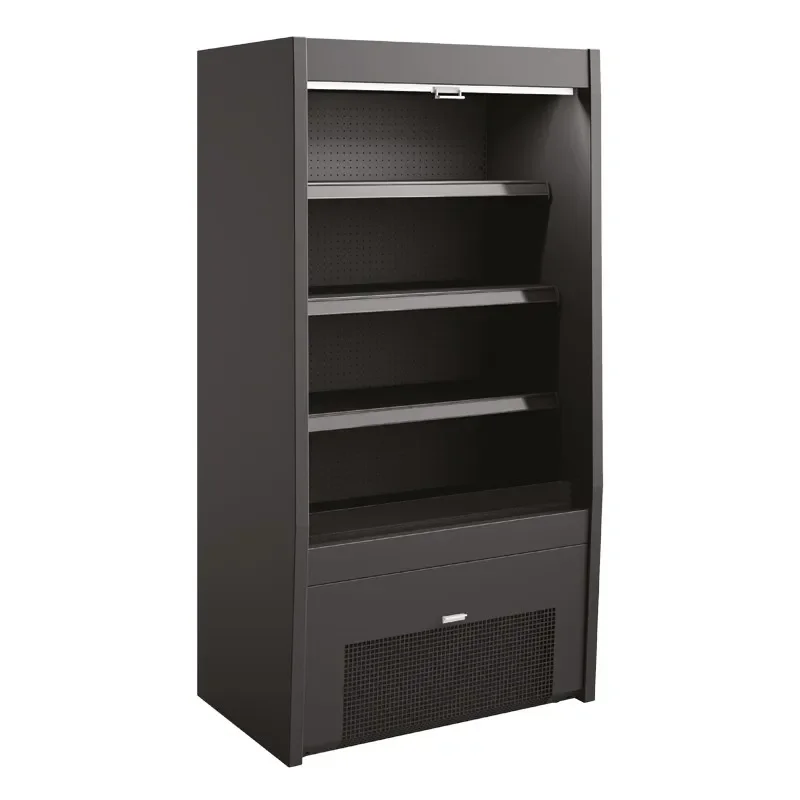 Vitrine réfrigérée murale noire avec 3 étagères et groupe logé - 980x660x1900 Prix Bas