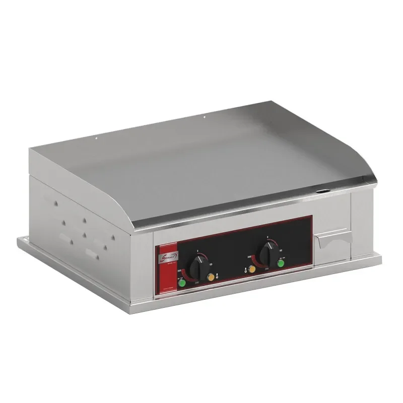 Plancha professionnelle lisse monophasée en acier décarburé 2 zones - 600x400 Prix Bas