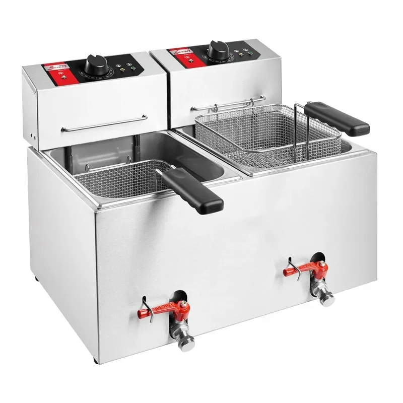 Dernière Chance Friteuse professionnelle à poser monophasée 14-22 kg/h avec 2 cuves inox - 2x 7 l
