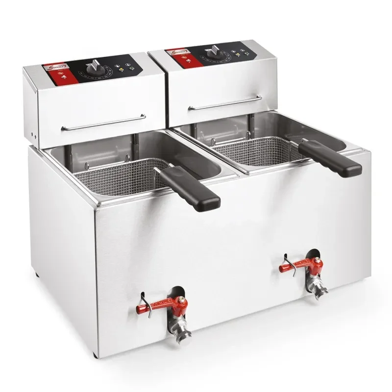 Friteuse professionnelle à poser triphasée 14-22 kg/h avec 2 cuves inox - 2x 7 l Top Vente