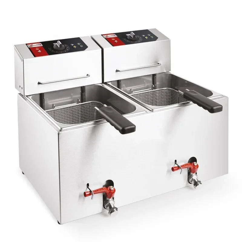 Affaire À Saisir Friteuse professionnelle à poser triphasée 20-25 kg/h avec 2 cuves inox - 2x 7 l