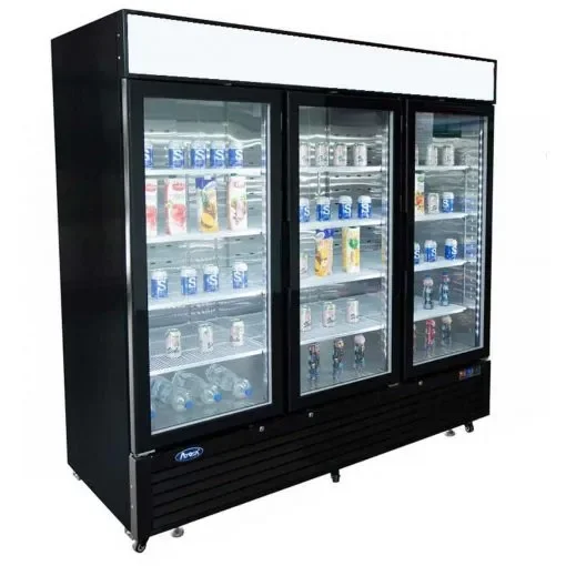 Offre Spéciale Armoire réfrigérée positive noire 3 portes vitrées battantes - 2050 litres