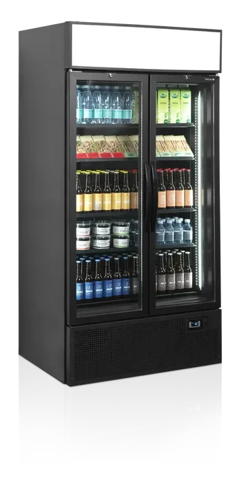 Prix Réduit Vitrine réfrigérée noire 2 porte avec caisson positive - 1000 x 790 x 2000 mm