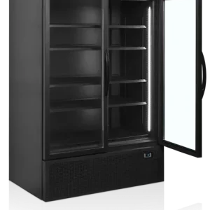 Vitrine réfrigérée noire 2 porte avec caisson positive - 1200 x 790 x 2000 mm Prix Choc