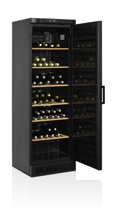 Achetez Aujourd’hui Cave à vin professionnelle avec porte pleine noire positive - 118 bouteilles