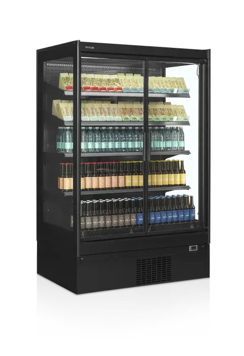 Top Vente Vitrine murale noire avec porte vitré réfrigérée 3m1 positive - 1350 x 920 x 2035 mm