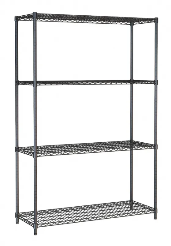 Étagère rayonnage démontable noir 4 niveaux - 1200x450x1800 mm Super Prix