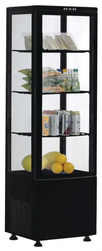 Expédition Rapide Vitrine réfrigérée noire panoramique 0/+12°c et éclairage - 235 litres