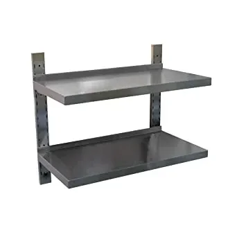 Marque Étagère murale inox pleine sur crémaillères - 2 niveaux - 1600x400 mm