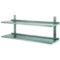 Étagère murale inox plein sur crémaillères - 2 niveaux - 1800x400 mm Jusqu’à Épuisement Des Stocks