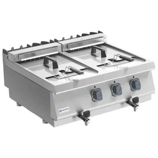 Must-Have Friteuse électrique de table inox triphasée avec 2 cuves 2x10 l puissance 15 kw