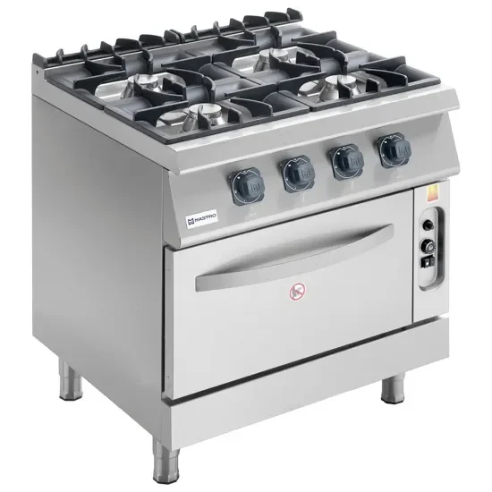 Offre Spéciale Cuisinière gaz sur four gaz statique gn 2/1 avec 4 brûleurs puissance 32,5 kw