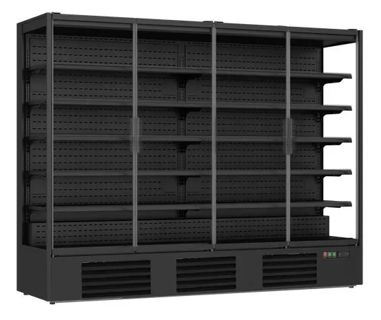 Solde Vitrine murale réfrigérée 3m1 noire 4 portes vitrées 2585 l - 2560x740x2010 mm