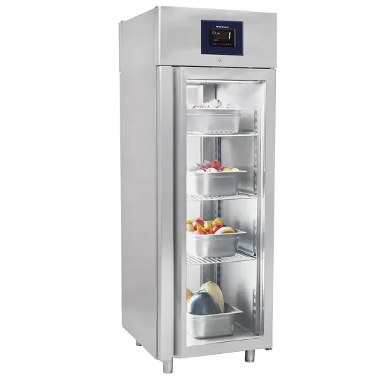 Promotion Réfrigérateur traversant inox 2 portes vitrées gn2/1 température -2/+8°c et volume 700 l