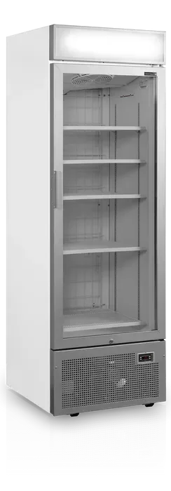 Prix Choc Vitrine congélateur verticale argentée avec 1 porte chauffante - 680x761x2149 mm