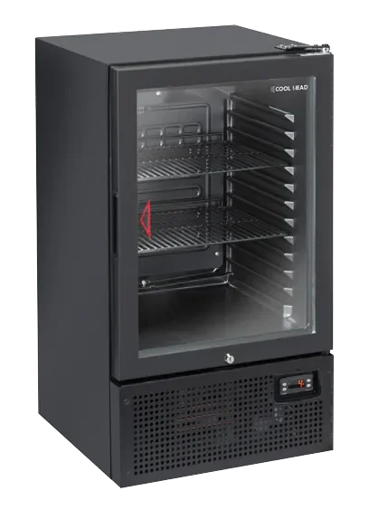 Armoire réfrigérée positive professionnel porte vitrée noire 88 l - 488x506x840 mm Petit Prix