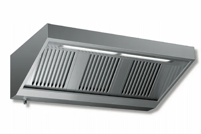 Hotte murale snack 1800x900 mm complète avec ventilateur, double aspiration et éclairage néon 2040 m3 par heure Nouvelle Collection