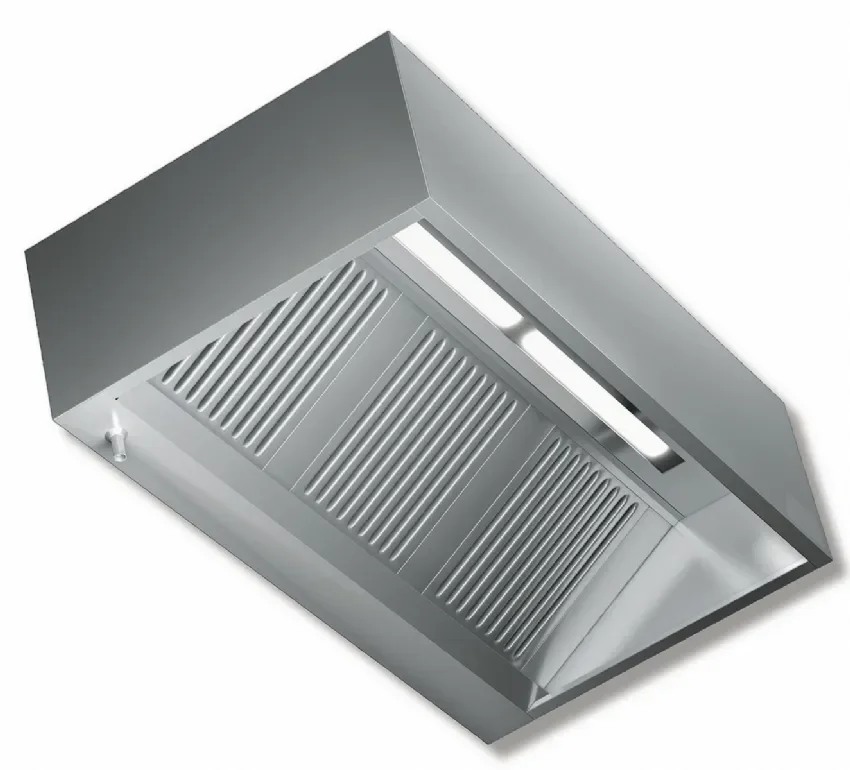 Vente Directe Hotte murale cubique 2200x1400 mm sans moteur professionnel avec éclairage néon 3800 m3 par heure