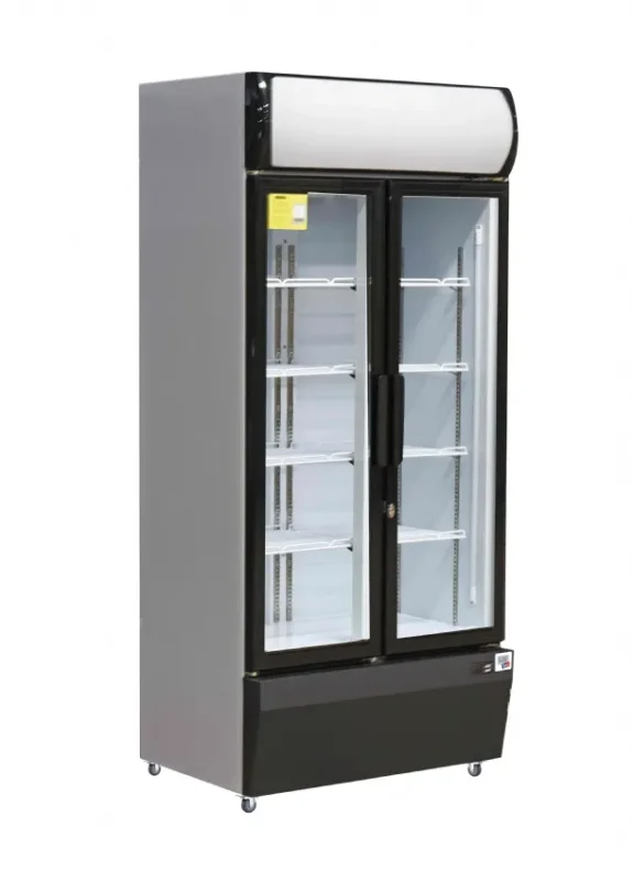 Armoire à boisson avec 2 portes vitrées battantes +1/+10°c - 880x610x1973 mm Paiement Sécurisé