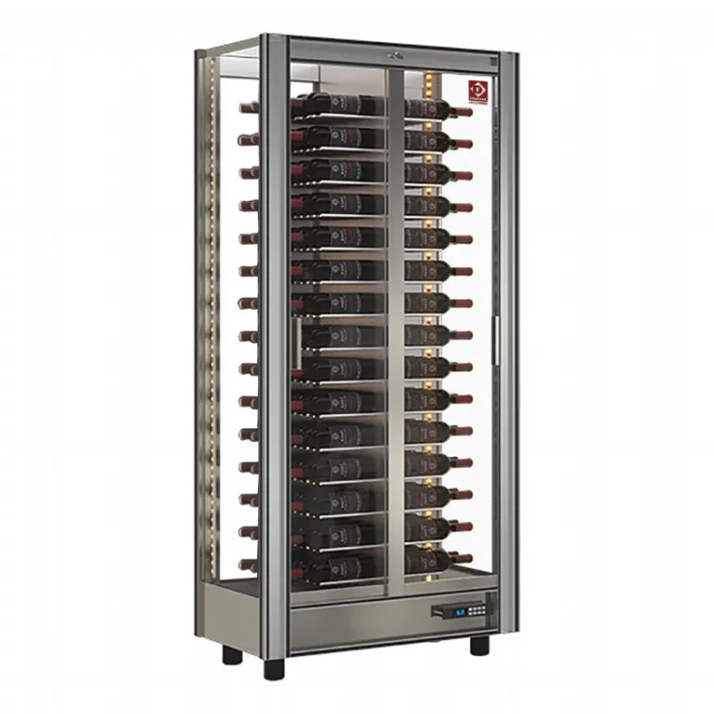 Authentique Vitrine réfrigérée à vins lt530 - traversant - modulable - 120 bouteilles - 860x530x1851 mm