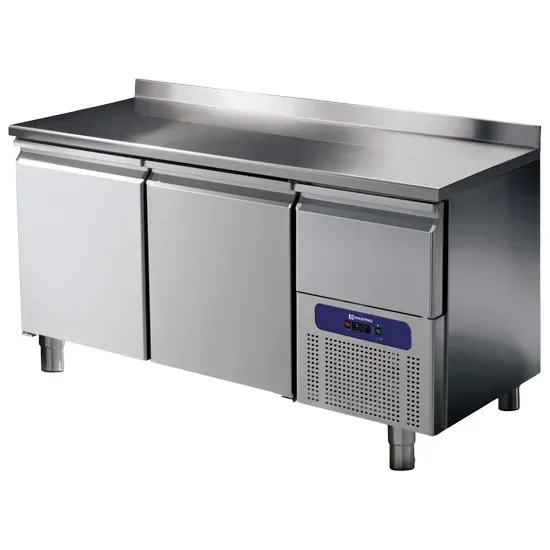 Table réfrigérée inox 2 portes gn 1/1 avec dosseret température -2/+8°c Acheter Direct