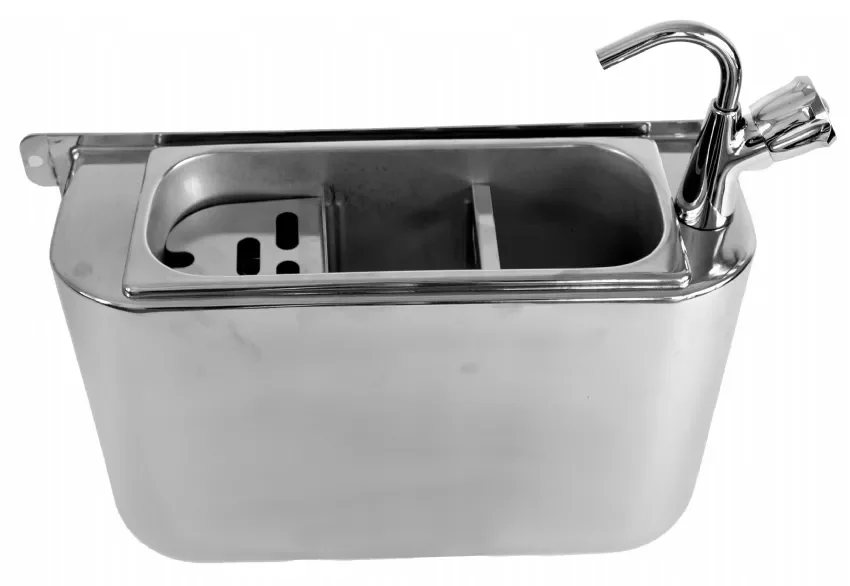 Évier inox 410x120x270 mm avec trou d'évacuation et robinet réglable Dernier Modèle