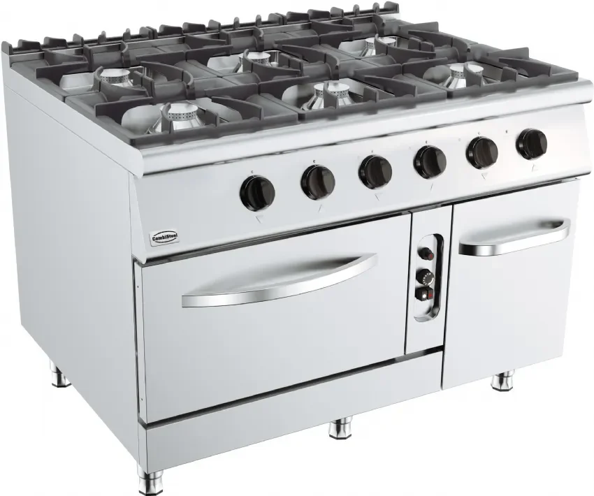 Cuisinière à gaz 6 brûleurs avec four à gaz - 1200x900x900 mm Commander Maintenant