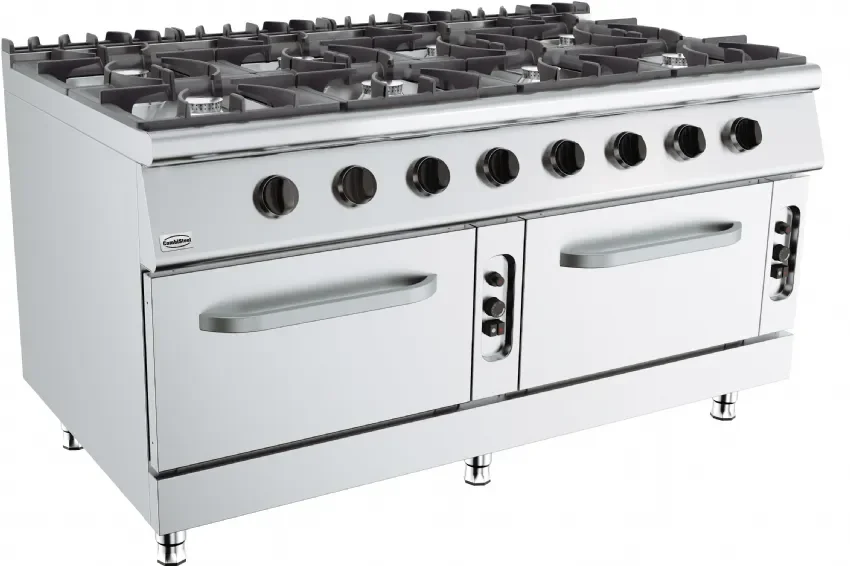 Cuisinière à gaz 8 brûleurs avec four à gaz - 1600x900x900 mm Solde