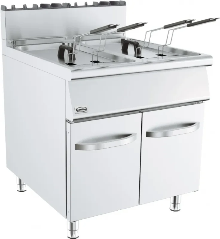 Solde Friteuse professionnelle à gaz 2 cuves 19 l - 800x900x900 mm