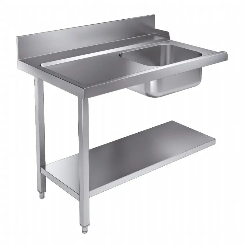 Table d'approvisionnement avec étagère et bac à droite pour 7280.0045-0046 - 1200x750x900 mm Remise