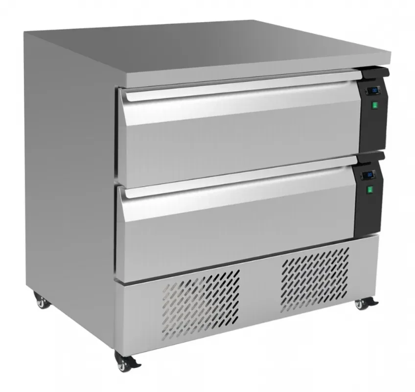 Soubassement réfrigéré commutable congélateur avec 2 tiroirs gn 1/1 - 905x700x840 mm Petit Prix