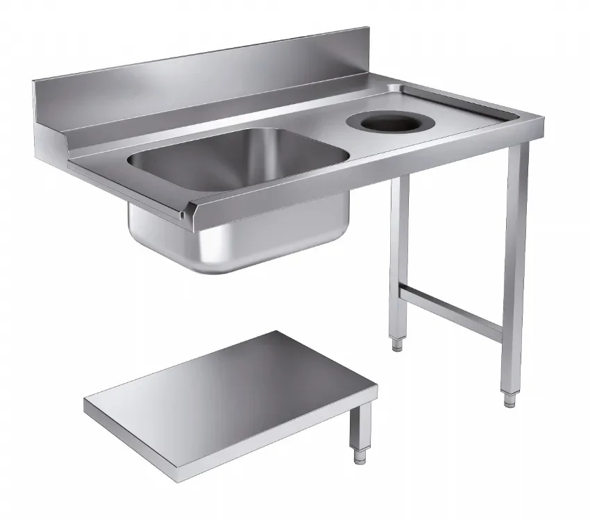 Table d'approvisionnement avec étagère bac et trou vide-déchêts à droite pour 7280.0045-0046 - 1200x750x900 mm Petit Prix