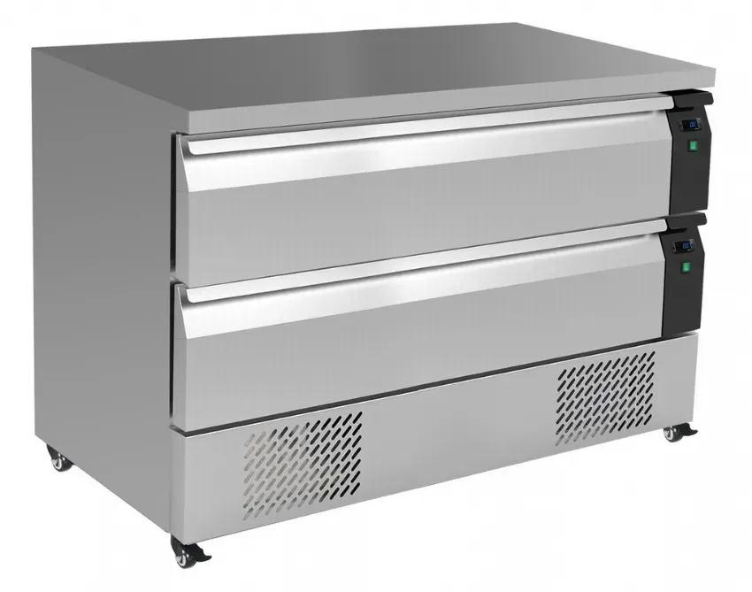 Soubassement réfrigéré commutable congélation avec 2 tiroirs gn 1/1 - 1230x700x840 mm Super Prix