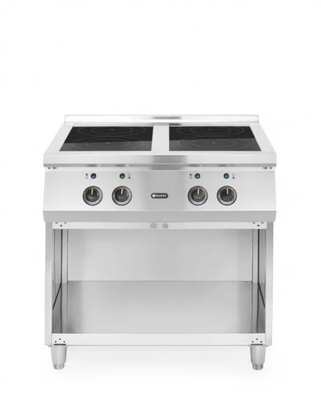 Expédié Aujourd’hui Cuisinière à induction professionnelle triphasée avec 4 foyers - 17 kw - 800x700x900 mm