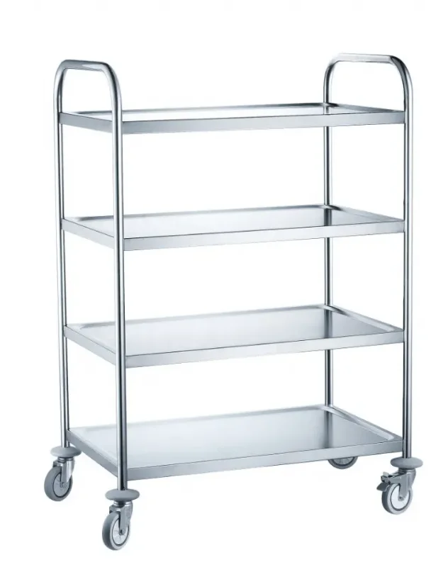 Chariot de service 4 plateaux 4 étagères inox 910x590x1260mm Acheter Direct
