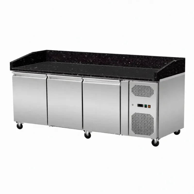 Retour Gratuit Table à pizza avec plan en granit noir 3 portes - 580 l