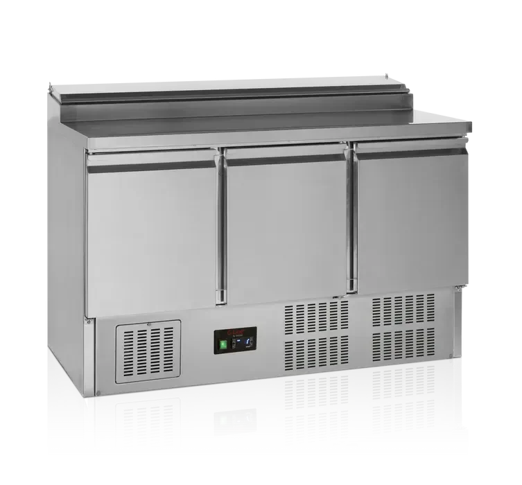 Vente Flash Saladette réfrigérée gn1/1 inox 3 portes +2/+10 °c - 1365x700x950 mm