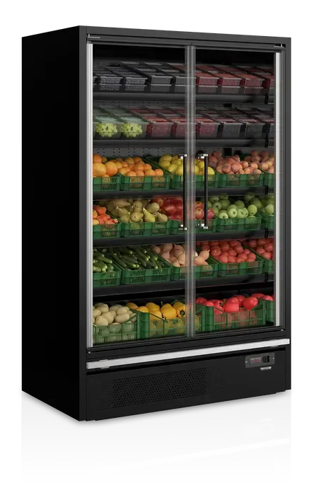 Pas Cher Vitrine noire réfrigérée 3m1 positive pour supermarché 2 portes -1 à +5 °c - 1330x750x2005 mm