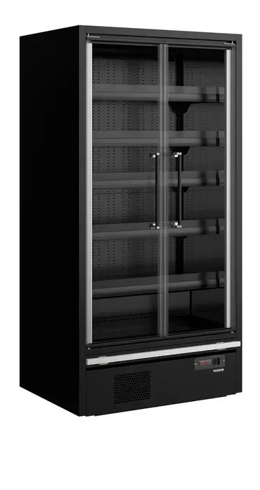 Meilleure Vente Vitrine noire réfrigérée 3m1 positive pour supermarché 2 portes -1 à +5 °c - 1018x750x2005 mm