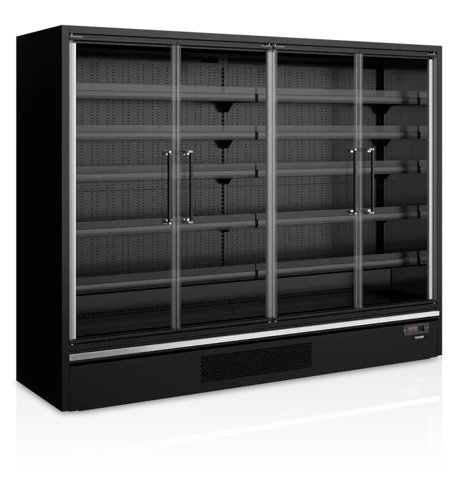 Marque Vitrine noire réfrigérée 3m1 positive pour supermarché 4 portes -1 à +5 °c - 2580x750x2005 mm