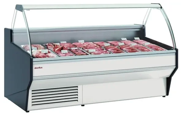 Dernière Chance Vitrine bombée relevable horizontale pour traiteur ventilée -1/+5 °c avec réserve - 1305x1100x1265 mm