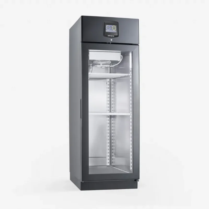Authentique Armoire de maturation à barre de suspension porte vitrée noire avec connexion r452 - 606 l